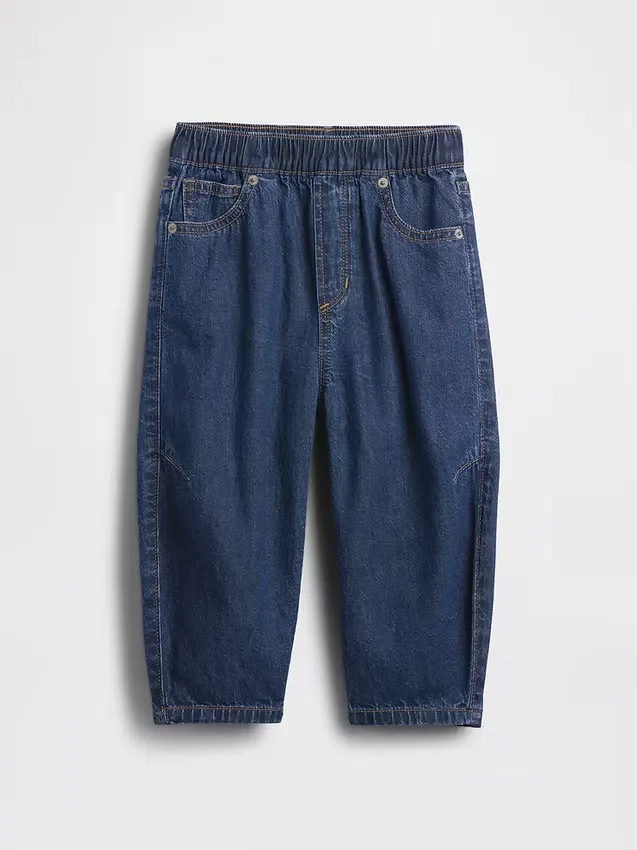 Barrel-jeans met elastische tailleband voor Baby & Peuter