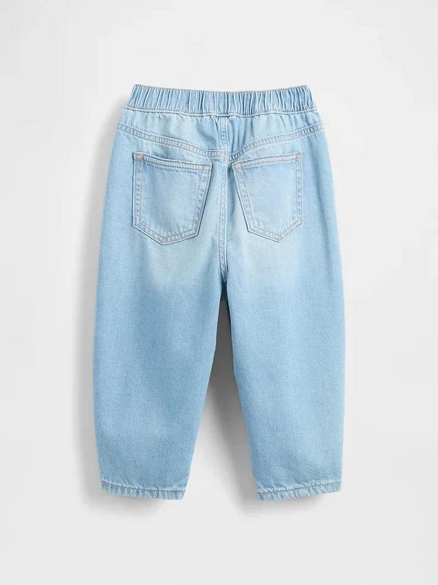 Barrel-jeans met elastische tailleband voor Baby & Peuter