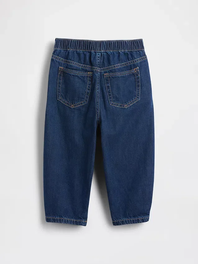 Barrel-jeans met elastische tailleband voor Baby & Peuter