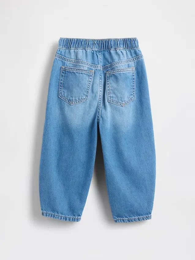 Barrel-jeans met elastische tailleband voor Baby & Peuter