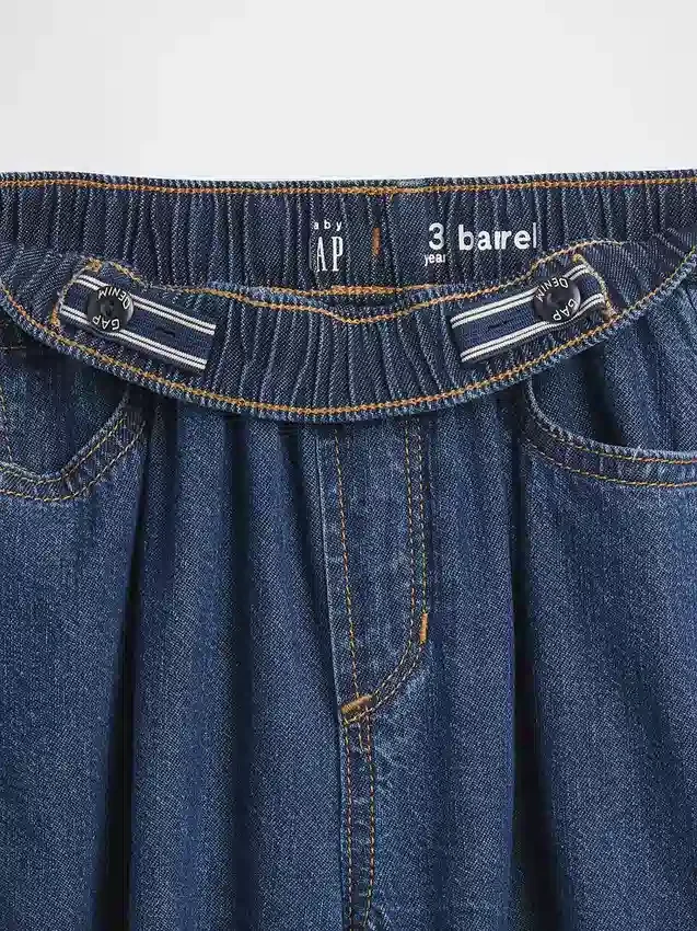 Barrel-jeans met elastische tailleband voor Baby & Peuter
