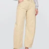 Barrel-Jeans met hoge taille en kaki strepen
