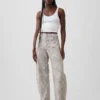 Barrel-Jeans met hoge taille en slangenprint