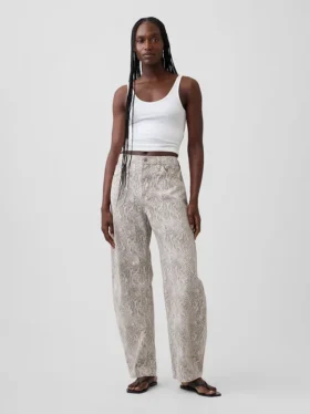 Barrel-Jeans met hoge taille en slangenprint