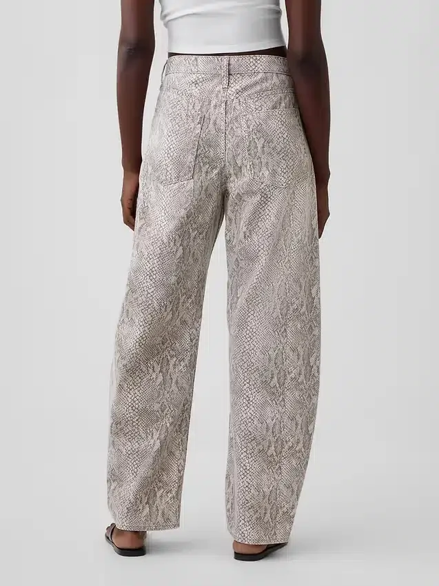 Barrel-Jeans met hoge taille en slangenprint