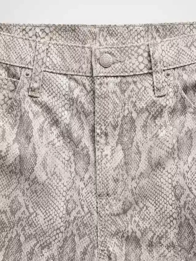 Barrel-Jeans met hoge taille en slangenprint