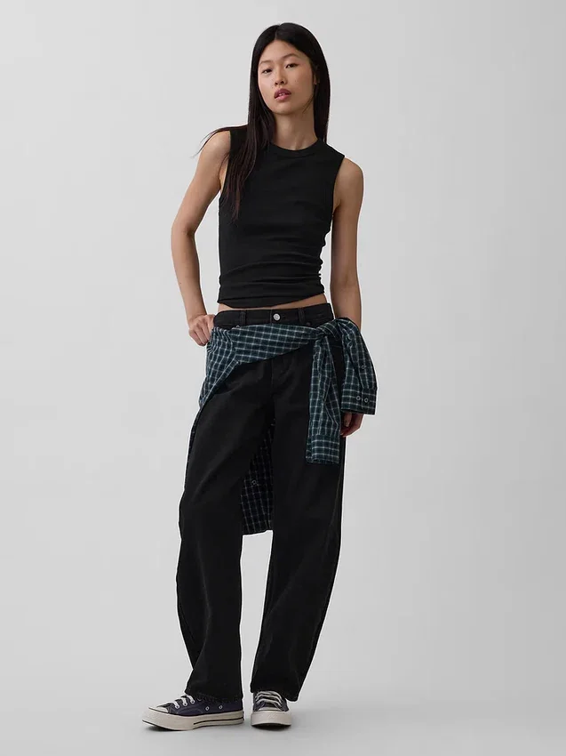 Barrel-Jeans met lage taille
