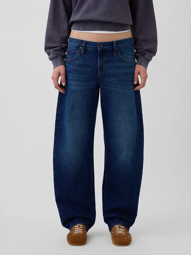 Barrel-Jeans met lage taille