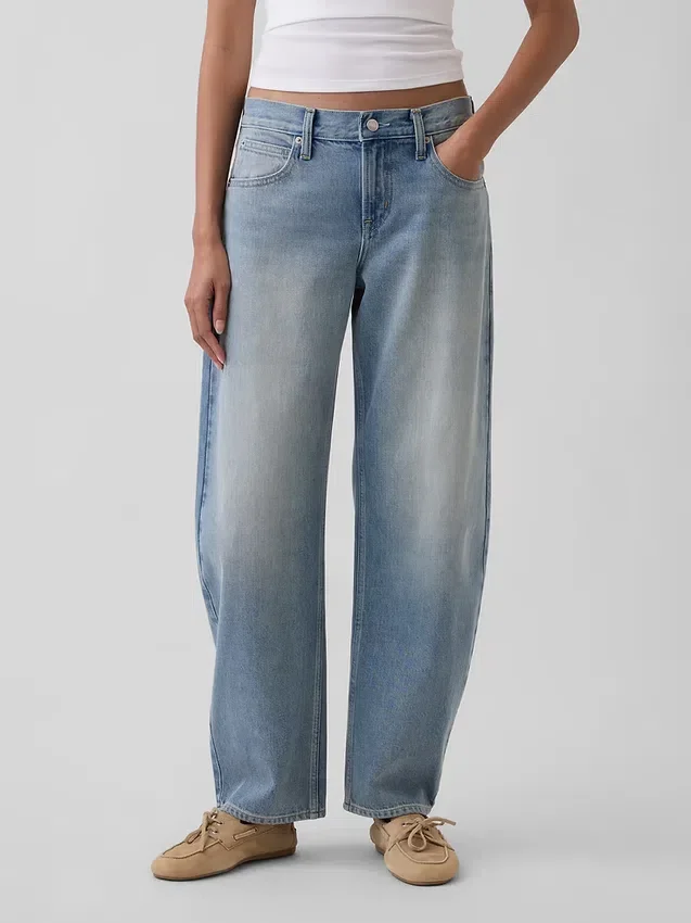 Barrel-Jeans met lage taille
