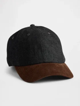 Baseballpet van denim en corduroy