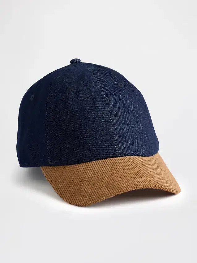 Baseballpet van denim en corduroy