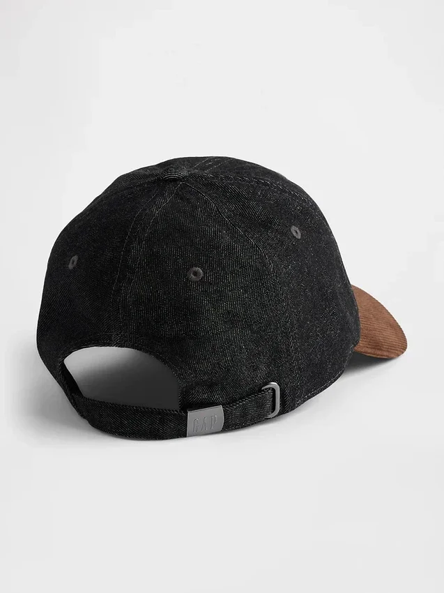 Baseballpet van denim en corduroy