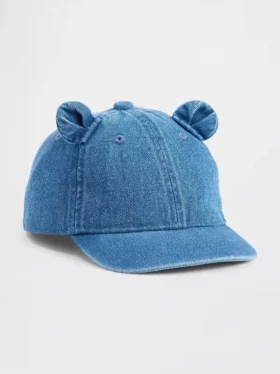 Baseballpet voor peuters met beer in denim