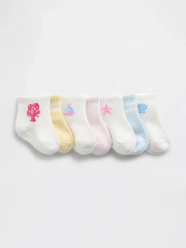 Beachy Quarter Crew-sokken voor peuters (7-pack)