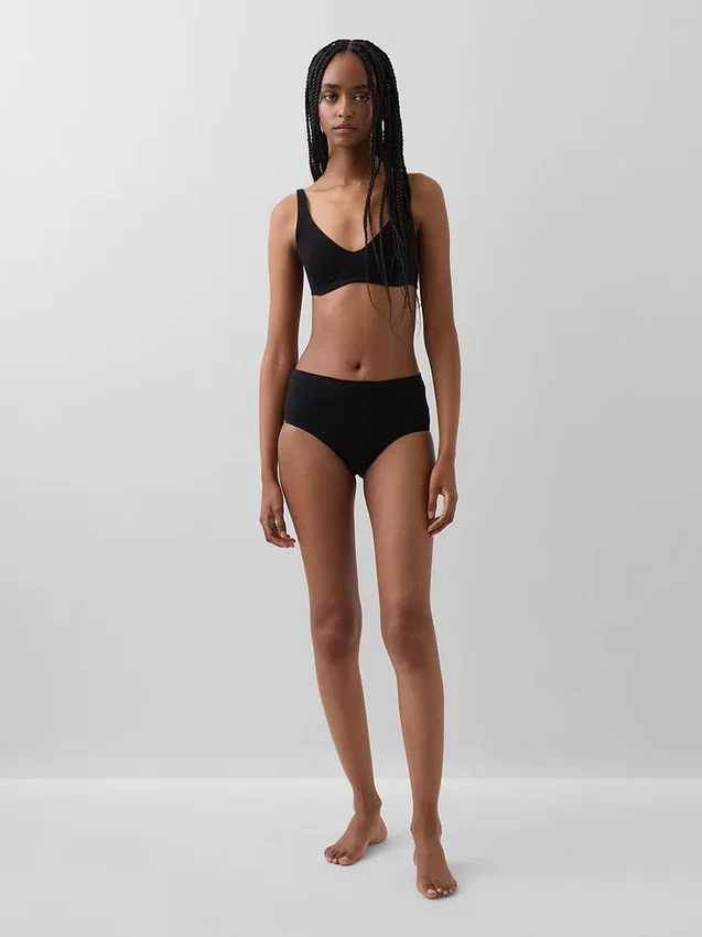 Bikini met hoge taille van biologisch stretchkatoen
