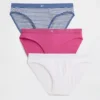 Bikini van biologisch stretchkatoen met logo (3-pack)