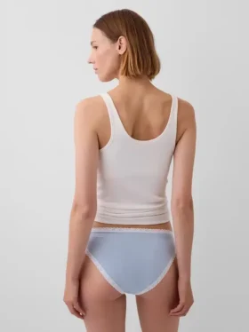 Bikinibroekje van biologisch stretchkatoen met kanten rand