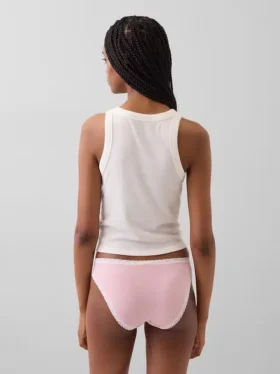 Bikinibroekje van biologisch stretchkatoen met kanten rand