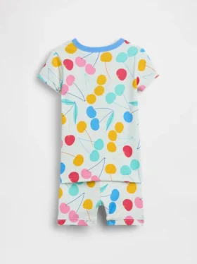 Biologische pyjama-set met korte broek van geborsteld katoen met kersenprint voor Baby & Peuter