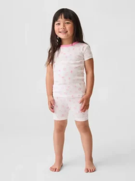 Biologische pyjama-set met korte broek van geborsteld katoen met schelpenprint voor Baby & Peuter