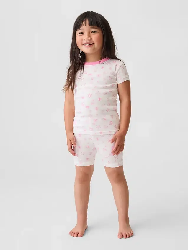 Biologische pyjama-set met korte broek van geborsteld katoen met schelpenprint voor Baby & Peuter