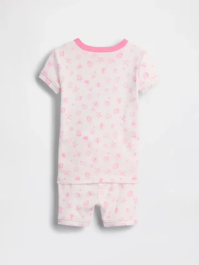 Biologische pyjama-set met korte broek van geborsteld katoen met schelpenprint voor Baby & Peuter