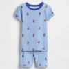 Biologische pyjama-set met korte broek voor Baby & Peuter, van geborsteld katoen met voetbalbeer-motief