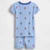 Biologische pyjama-set met korte broek voor Baby & Peuter, van geborsteld katoen met voetbalbeer-motief