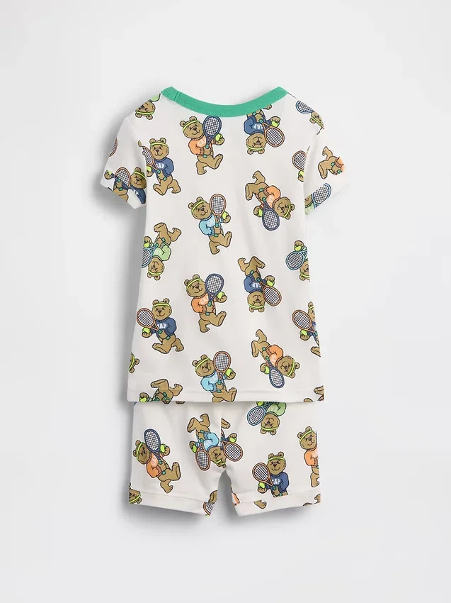 Biologische pyjama-set van geborsteld katoen voor Baby & Peuter met Brannan Bear-tennismotief