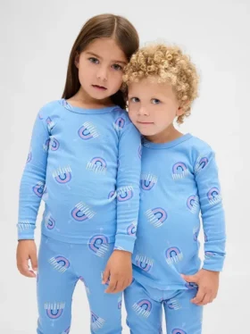 Biologische pyjamaset van geborsteld katoen voor kinderen en baby’s
