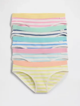 Biologische stretchkatoenen gestreepte bikinibroekjes voor kinderen (5-pack)