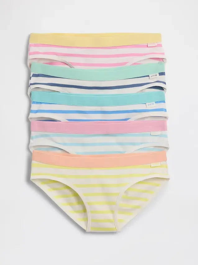 Biologische stretchkatoenen gestreepte bikinibroekjes voor kinderen (5-pack)