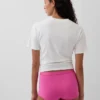 Biologische stretchkatoenen shorty met hoge taille