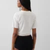 Biologische stretchkatoenen shorty met hoge taille