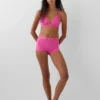 Biologische stretchkatoenen shorty met hoge taille