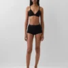 Biologische stretchkatoenen shorty met hoge taille