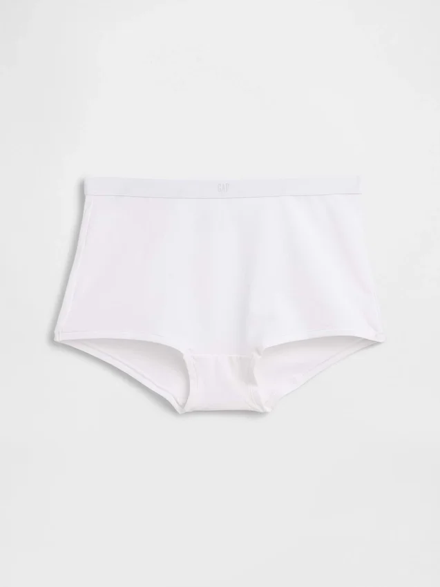 Biologische stretchkatoenen shorty met hoge taille