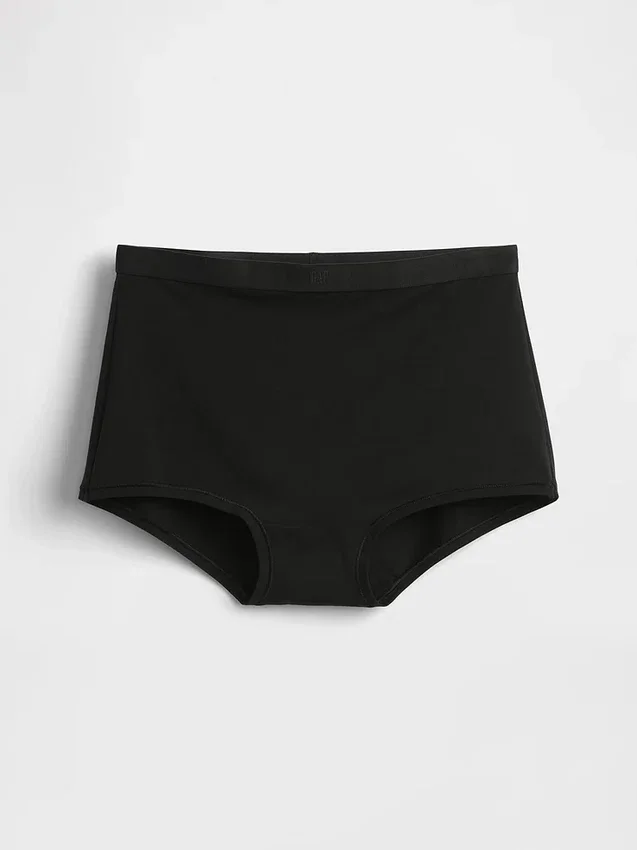 Biologische stretchkatoenen shorty met hoge taille