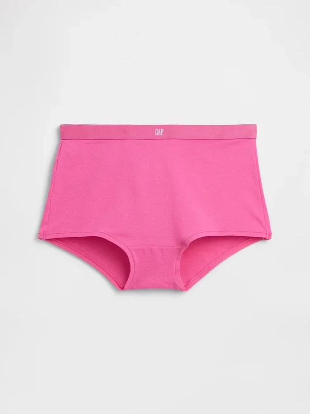 Biologische stretchkatoenen shorty met hoge taille