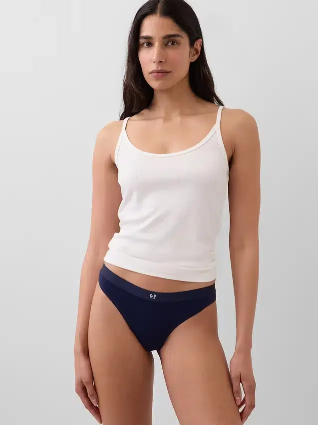 Biologische stretchkatoenen string met logo