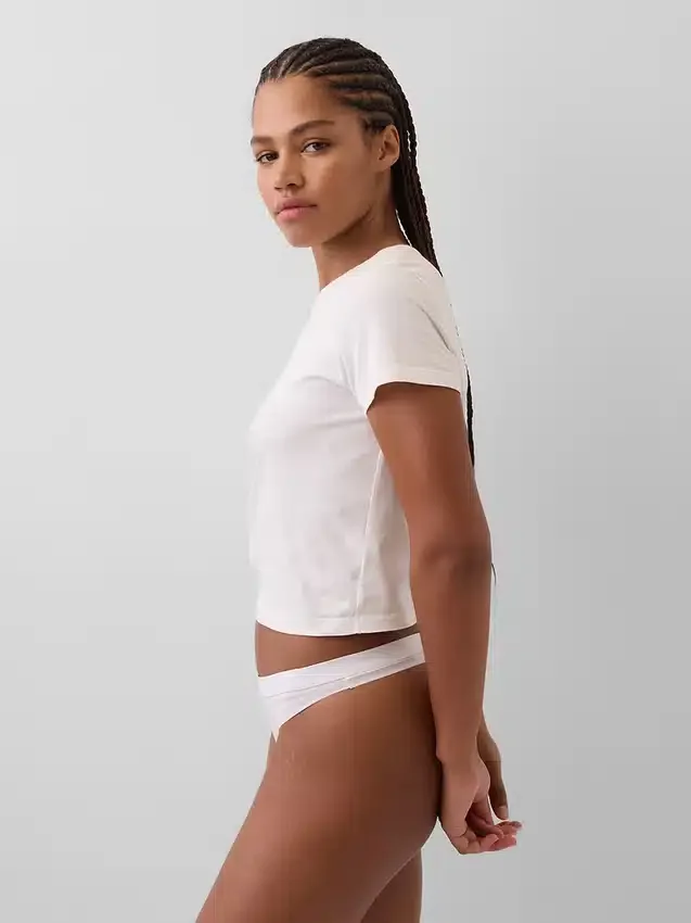 Biologische stretchkatoenen string met logo