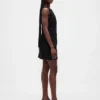 Bistretch mini-jurk met knoopsluiting