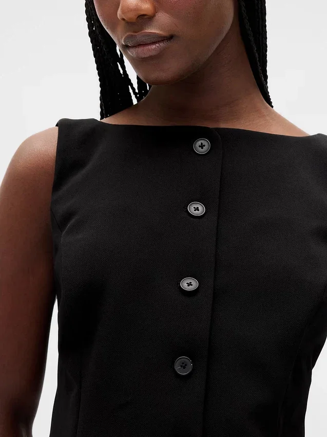 Bistretch mini-jurk met knoopsluiting