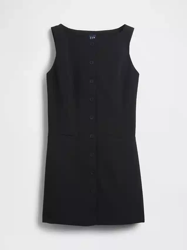 Bistretch mini-jurk met knoopsluiting