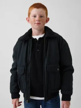 Bomberjack van canvas met sherpa-voering voor kinderen