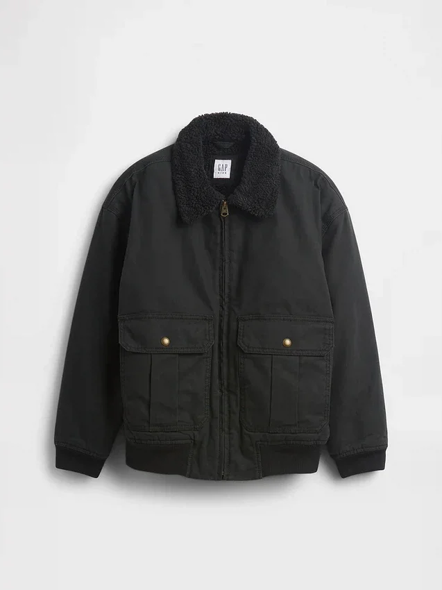 Bomberjack van canvas met sherpa-voering voor kinderen