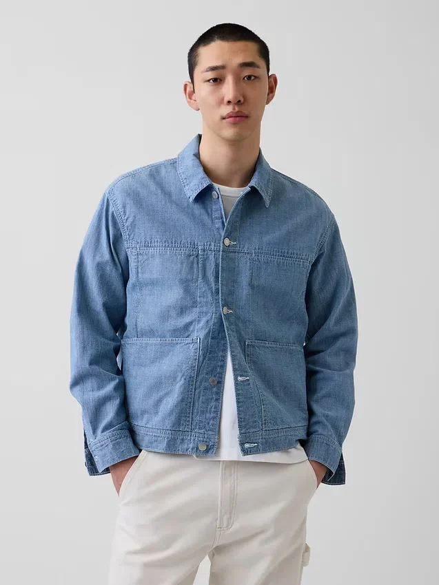 Boxy chambray-jasje