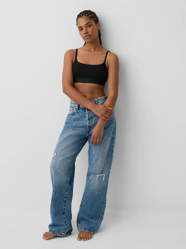 Bralette van biologisch stretchkatoen met logo
