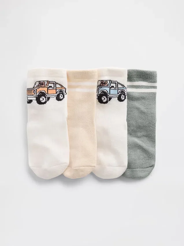 Brannan Bear & Stripe-sokken voor Baby & Peuter (4-pack)