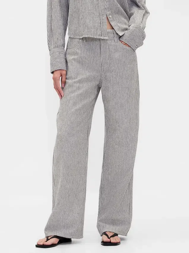 Breed uitlopende broek van linnen-katoen